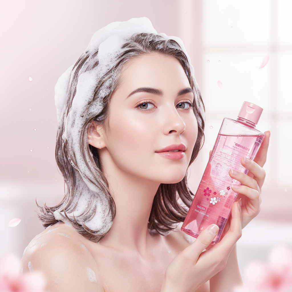 Elegant beauty shot with shampoo foam