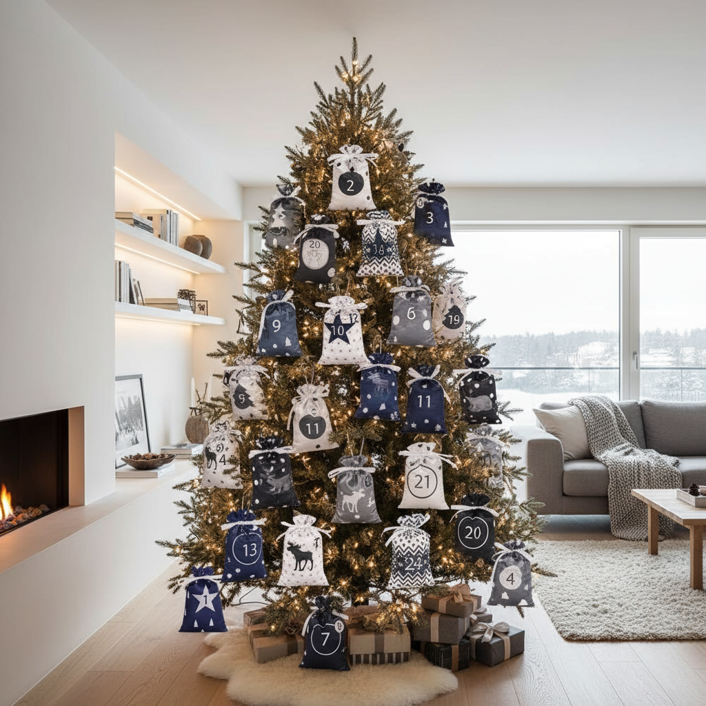 Elegant Christmas tree in Nordic home