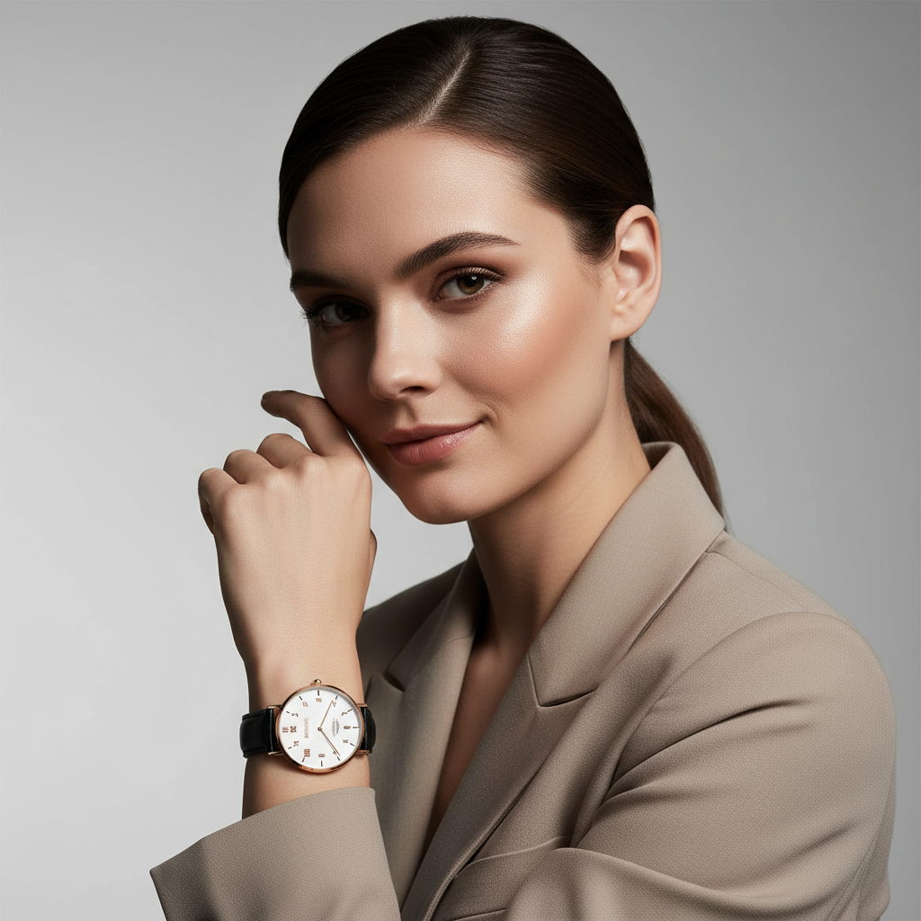 Elegant expression with dramatic lighting