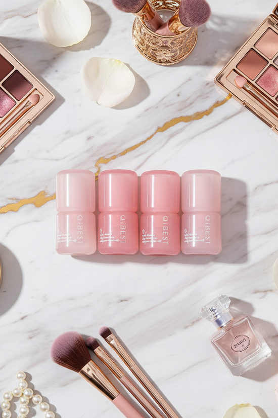 Elegant flat lay on marble