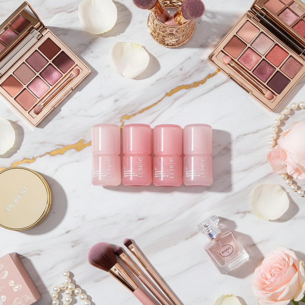 Elegant flat lay on marble