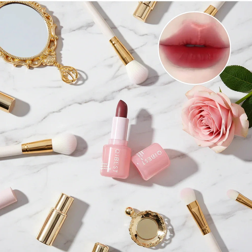 Elegant flat lay with rose