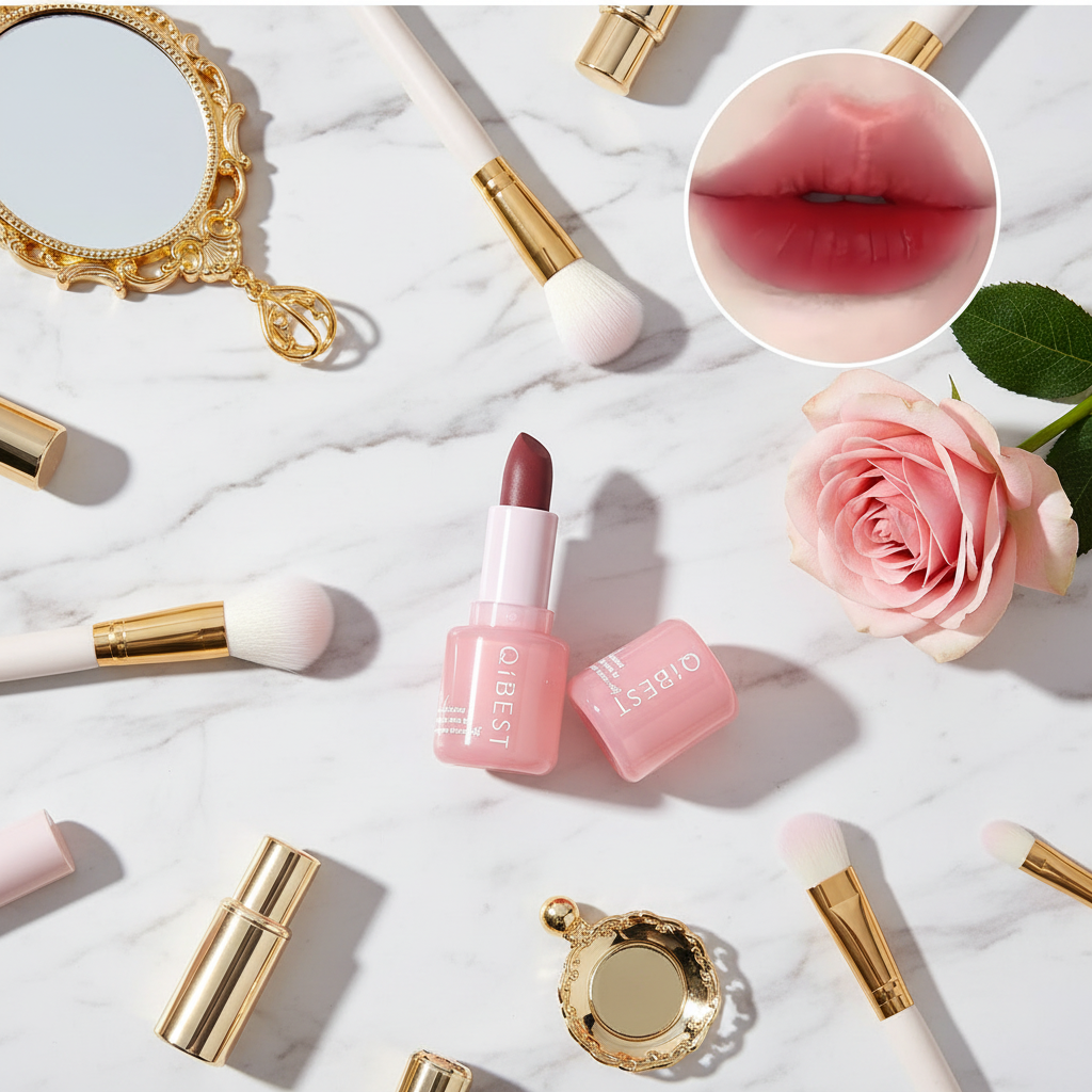 Elegant flat lay with rose