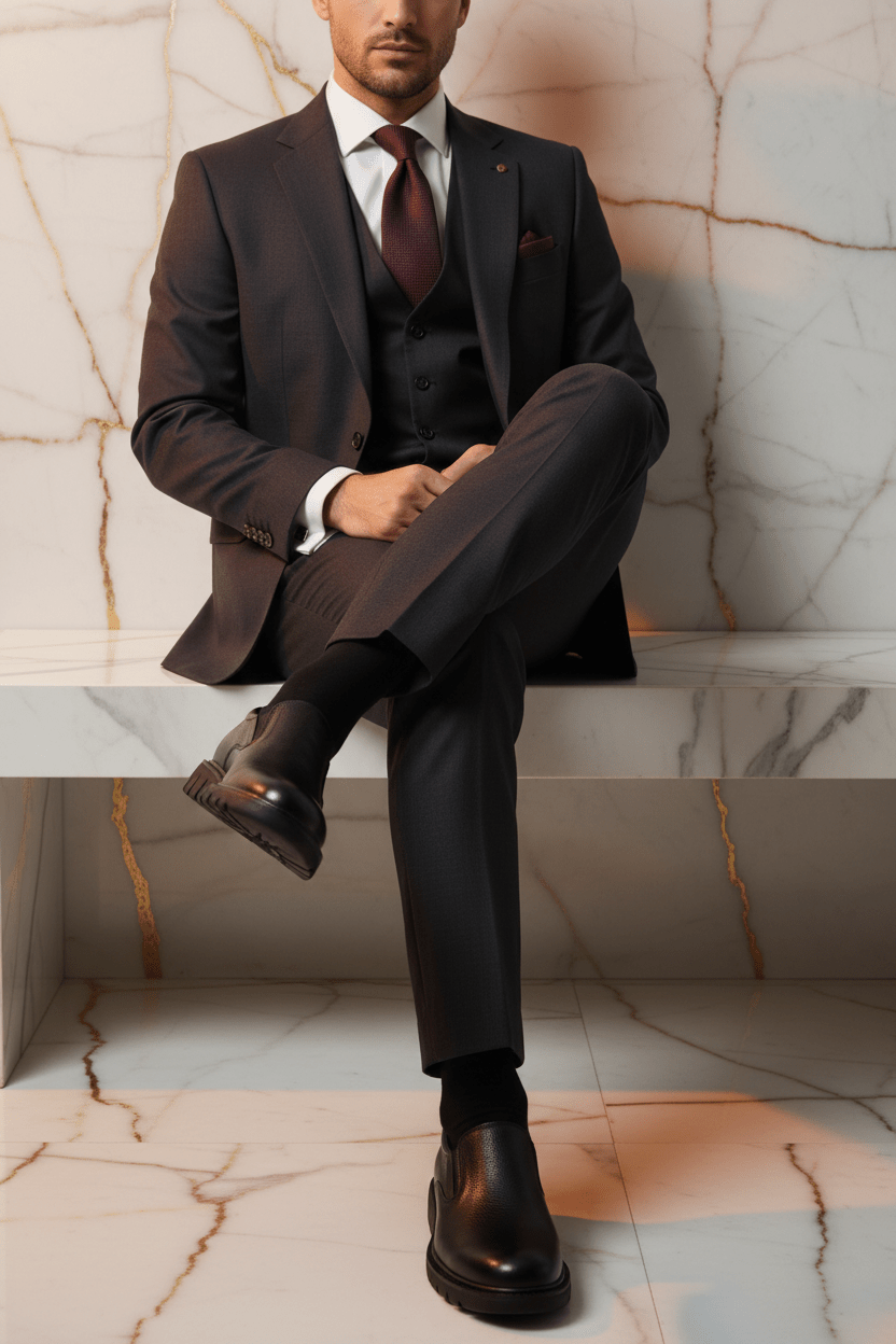 Elegant man - sitting crossed legs