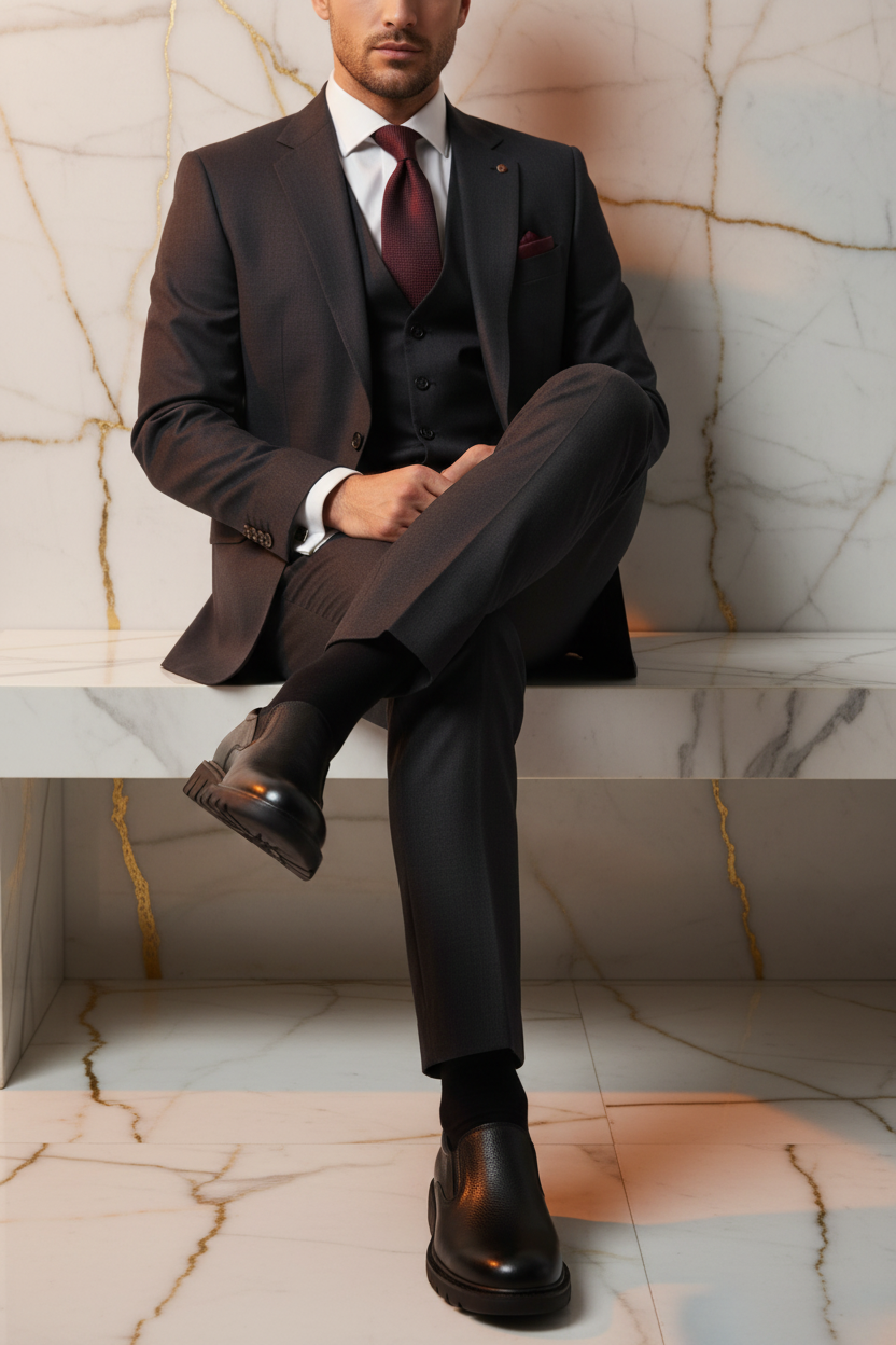 Elegant man - sitting crossed legs