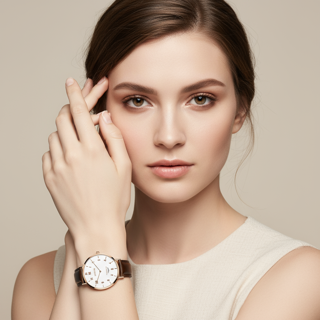 Elegant portrait with hand in hair