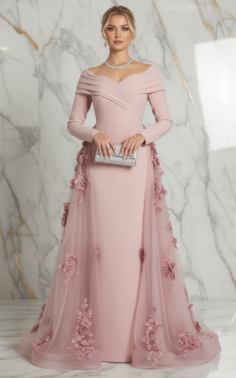 Elegant seated pose - Pink gown