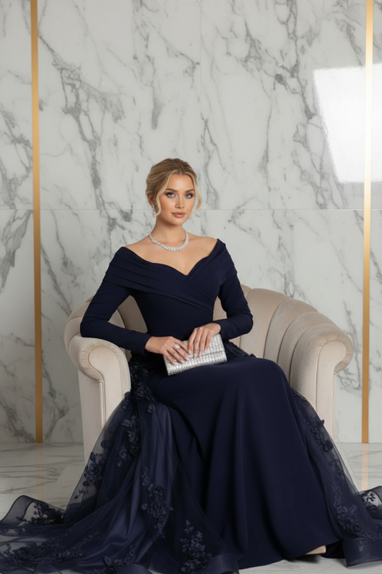 Elegant seated pose - Purple gown