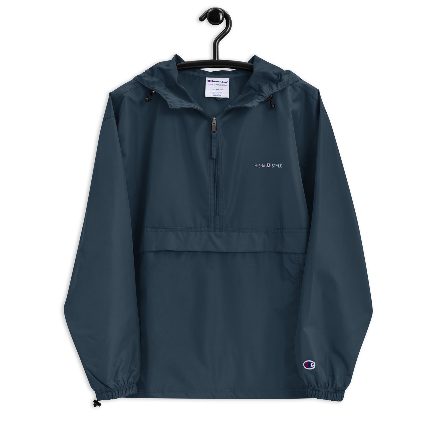 Embroidered Champion Packable Women Jacket - Navy
