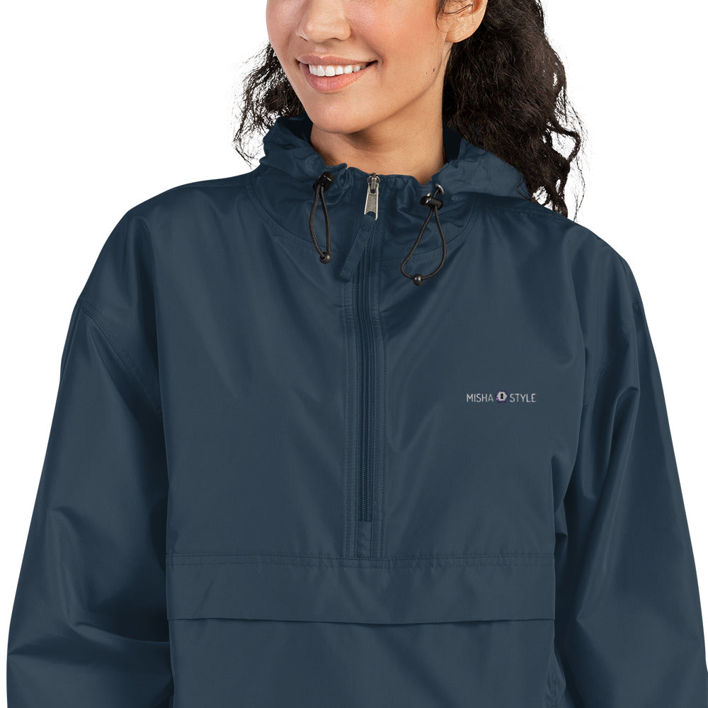 Embroidered Champion Packable Women Jacket - Navy