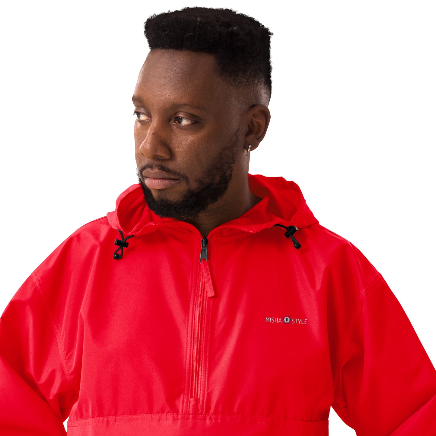 Embroidered Champion Packable Jacket - Red