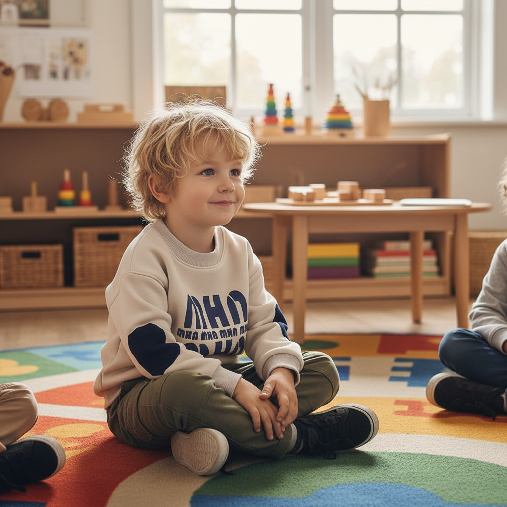 European boy at circle time