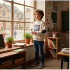 European boy by window