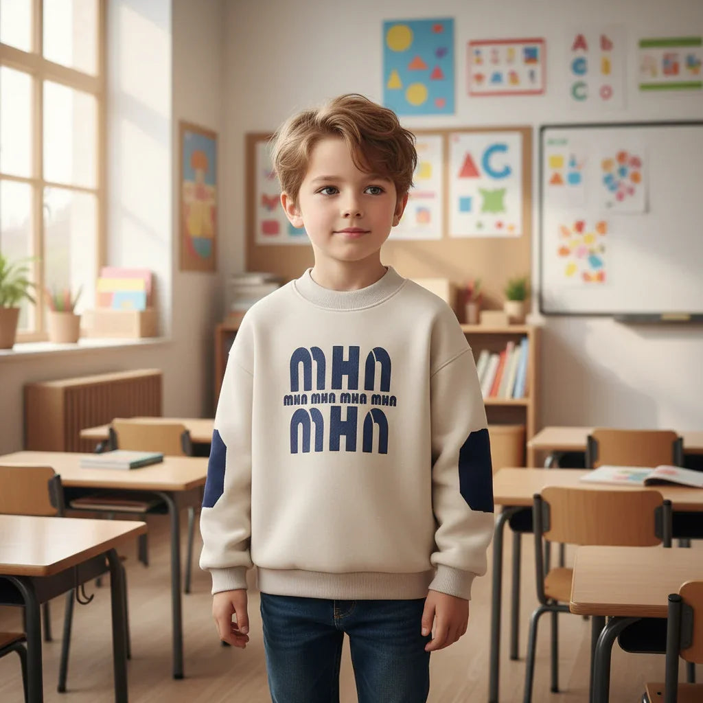 European boy in classroom
