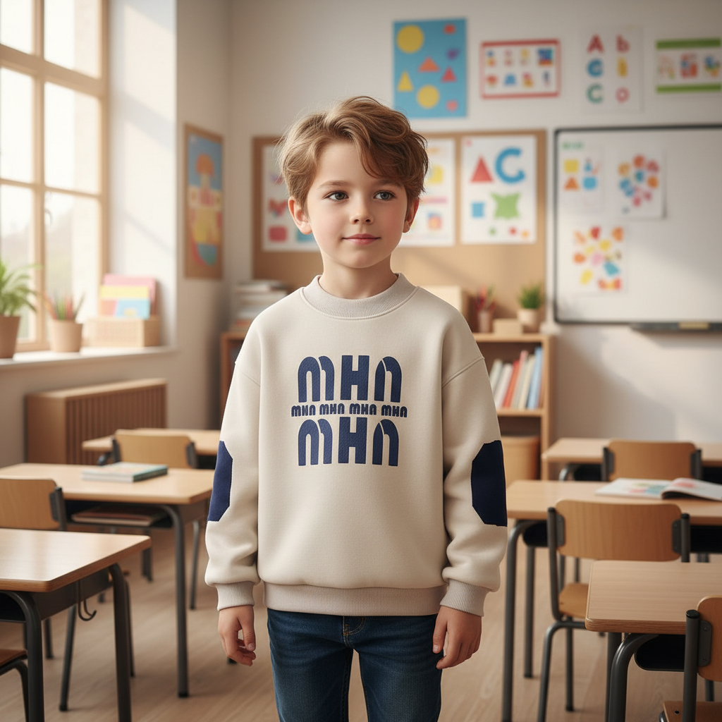 European boy in classroom