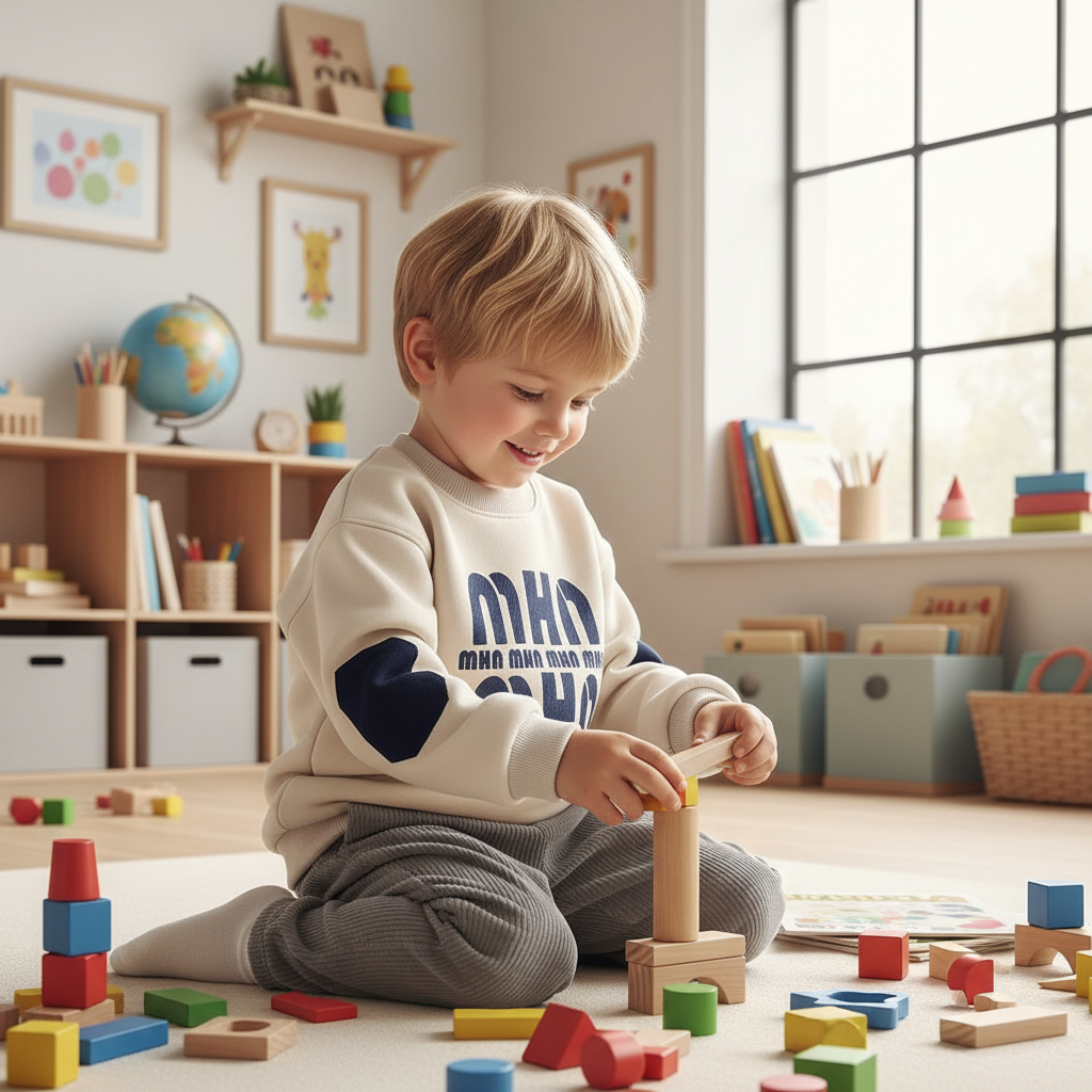 European boy playing