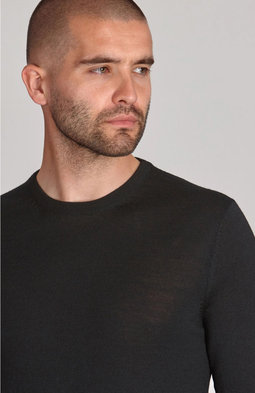 Premium Extra Fine Merino Wool Black Sweater