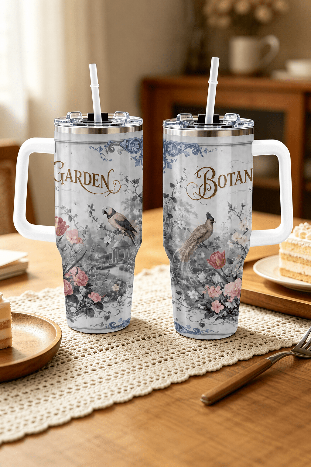 Larg Stainless Steel Tumbler With White Handle