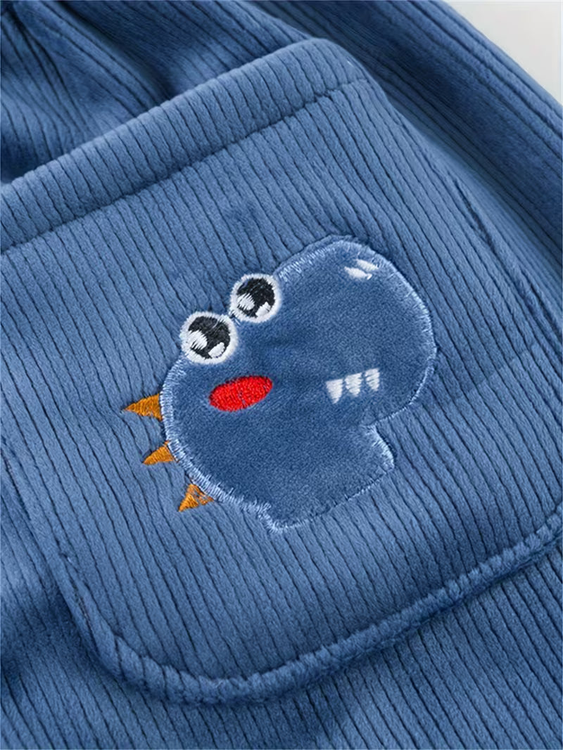 Fleece Lined Children's Thickened Deep Blue Pants