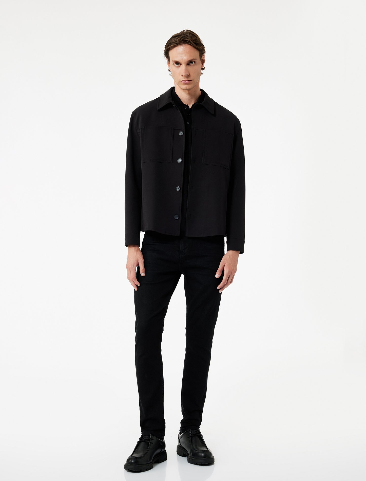 Koton Men's Black Cotton Slim Fit Brad Jeans - Regular Waist Stretch Denim