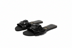 Flats Cow Black Leather Sandals