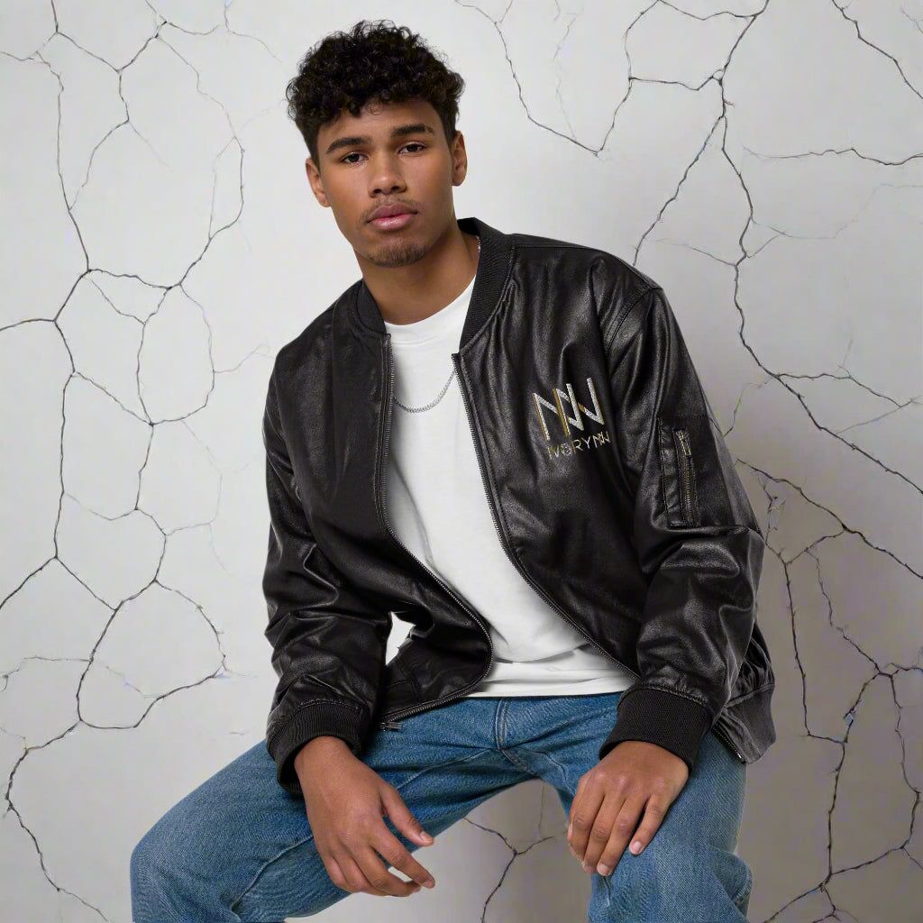 Luxury Men Leather Bomber Jacket