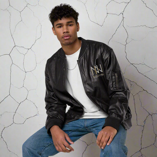 Luxury Men Leather Bomber Jacket
