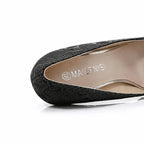 Embossed Snake Ultra High Heels Black Pumps