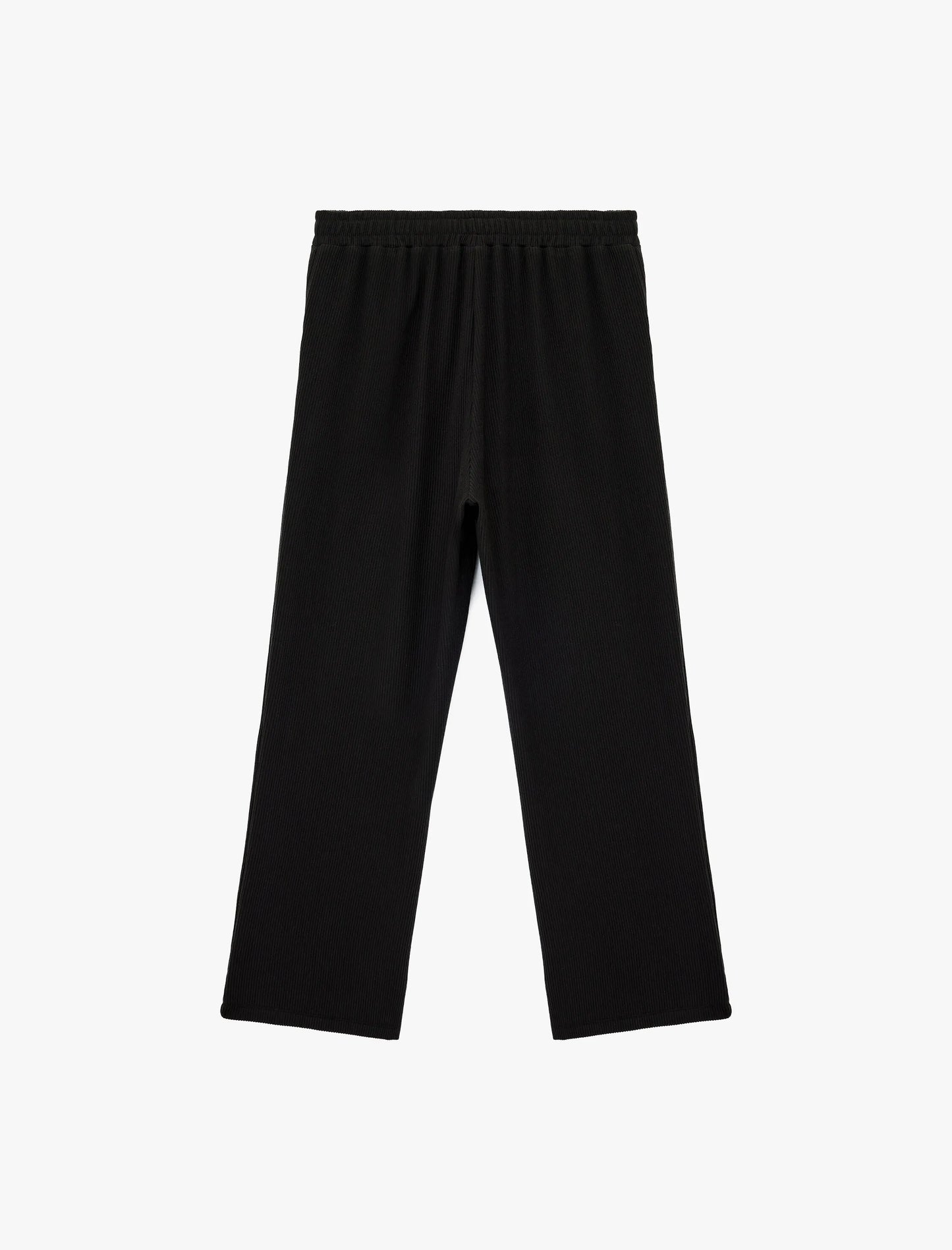 Black Cotton Ribbed Elastic Waist Sweatpants