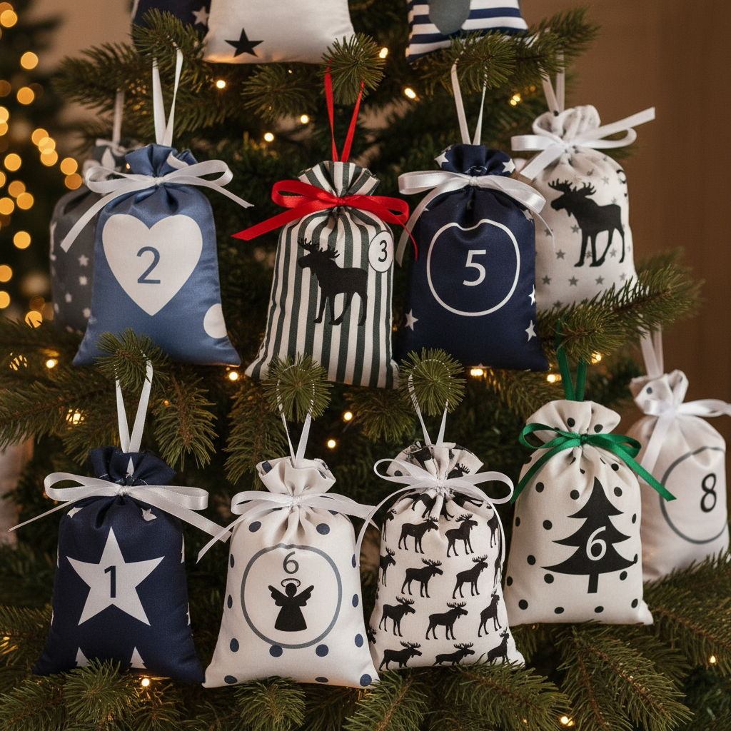 First week bags on tree branches