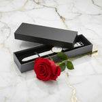 Flat lay with partially open box