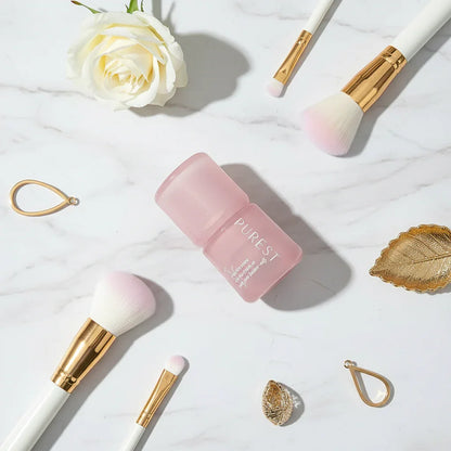 Flat lay with rose and gold accessories