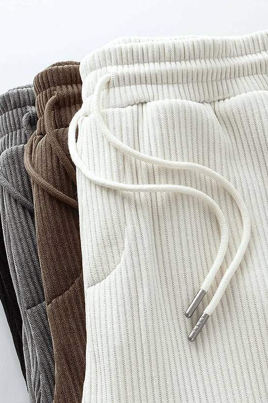 fleece thickened loose straight knited pants - IVORYNN