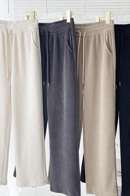 fleece thickened loose straight knited pants - IVORYNN