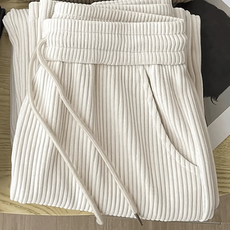 fleece thickened loose straight knited pants - IVORYNN