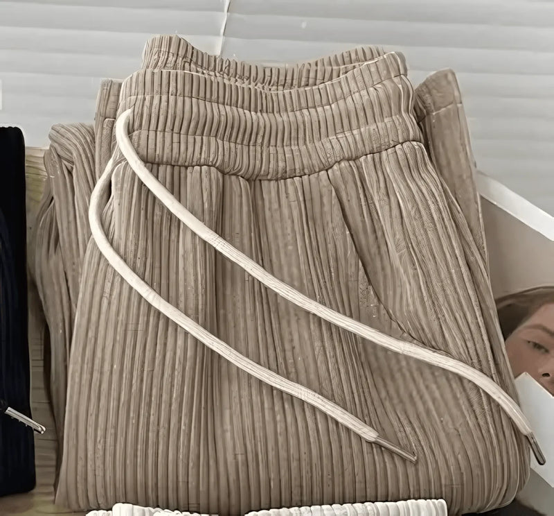 fleece thickened loose straight knited pants - IVORYNN