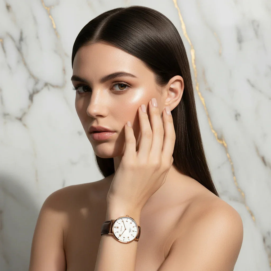 Flowing straight hair with soft lighting