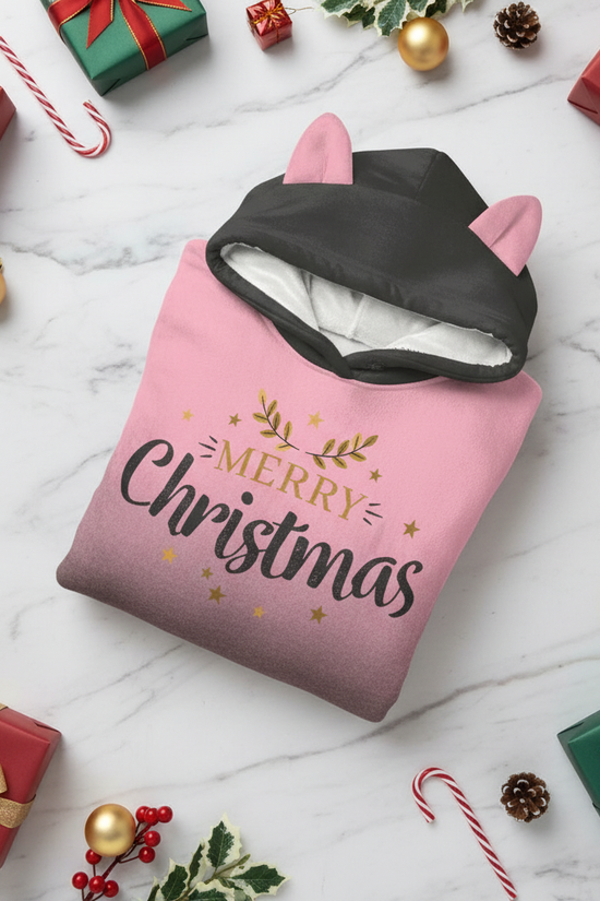 Folded hoodie with wrapped gifts and candy canes