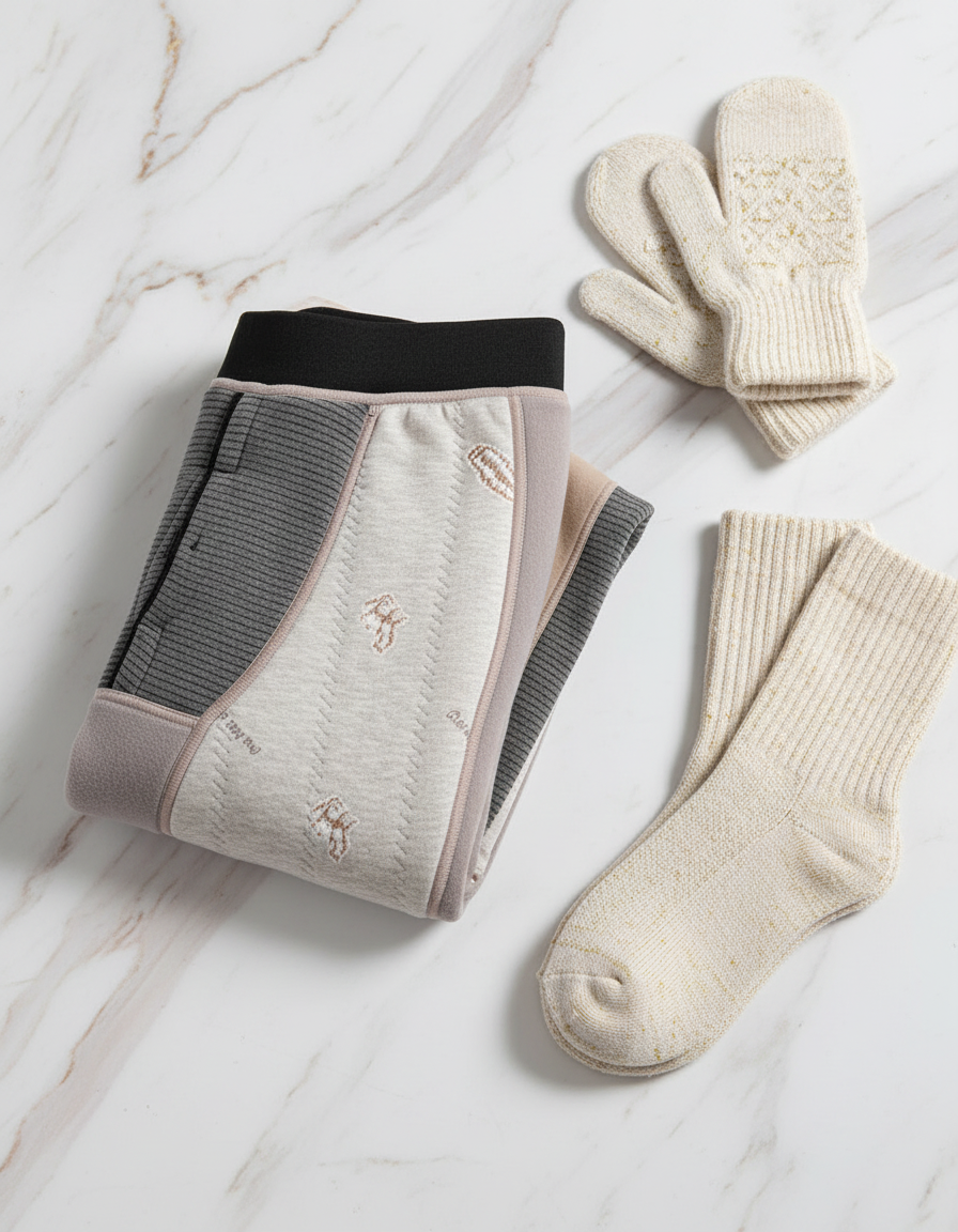 Folded showing details with mittens