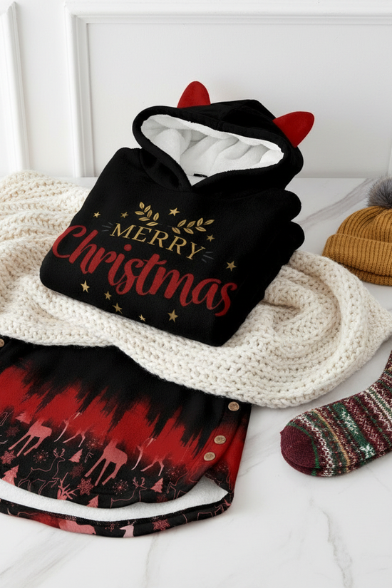 Folded showing gradient with blanket and socks