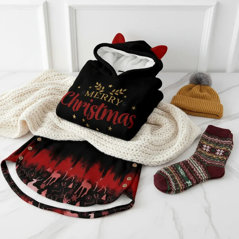 Folded showing gradient with blanket and socks