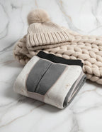 Folded with chunky knit and hat