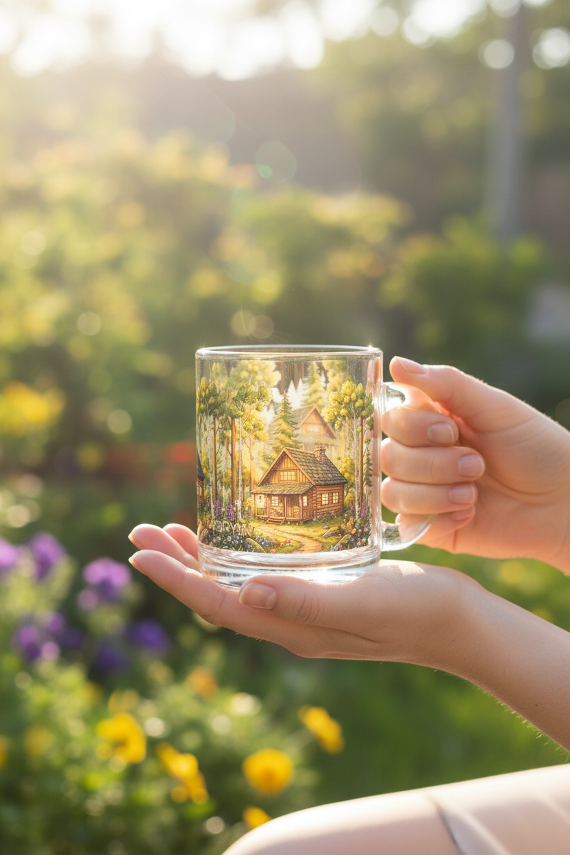 Forest Mug Small - Side Close Up Hand