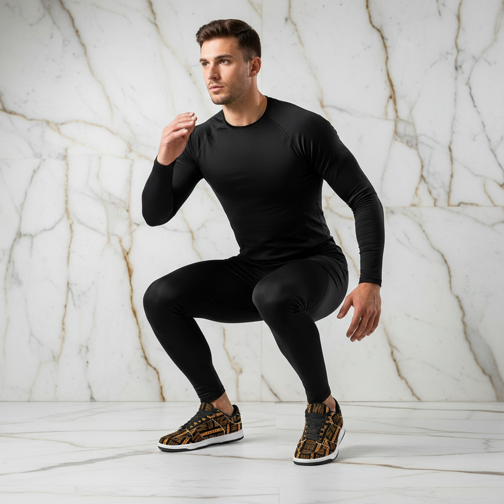 Front three-quarter training pose