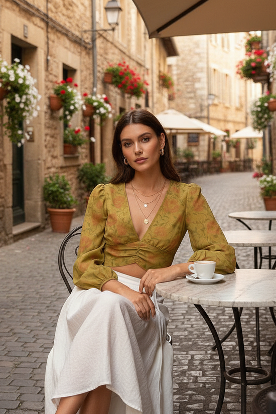 Front view at European café