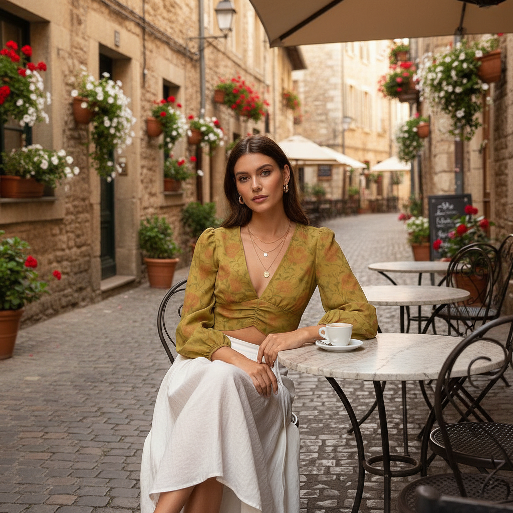 Front view at European café