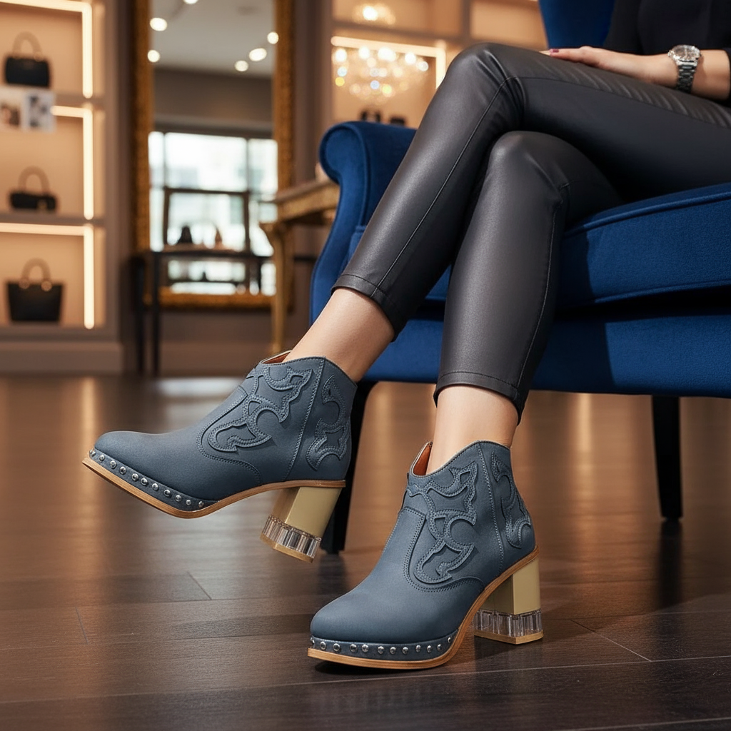 Front view in elegant boutique interior