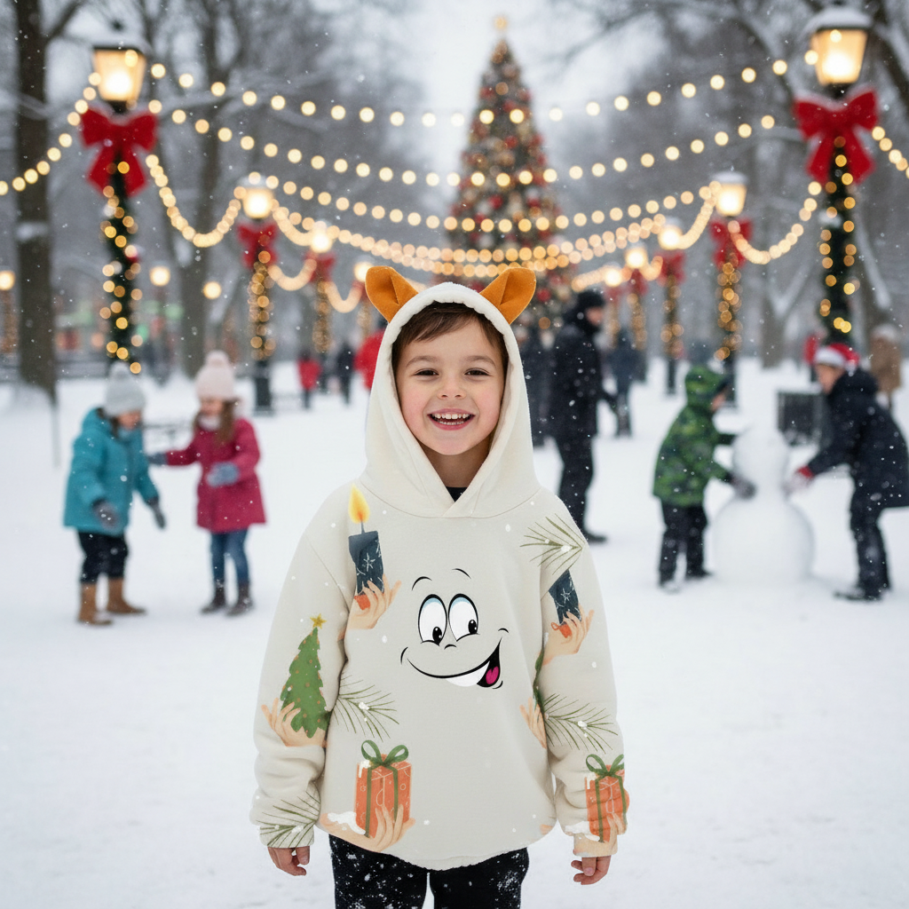 Front view in playful winter setting