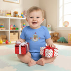 Front view of baby in blue onesie