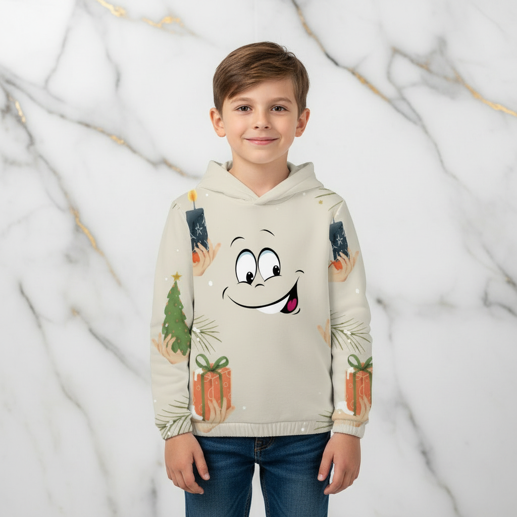 Front view of boys Christmas sweatshirt